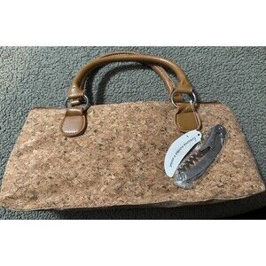 Primeware Cork Bag Purse Cooler Bag Wine Clutch Tan 15” With Corkscrew
